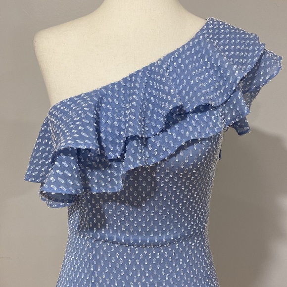 Revolve Song of Style Luca Blue Tiered Ruffle One Sleeve Midi Asymmetrical Dress - Picture 5 of 9